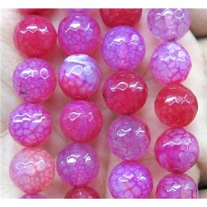 hotpink dragon veins Agate beads, faceted round, approx 10mm dia [GA1065-10MM]