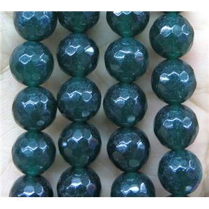 Agate beads, faceted round, dark-green, approx 10mm dia [GA1067-10MM]