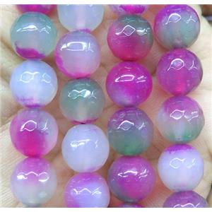 Agate beads, faceted round, hotpink, approx 12mm dia [GA1069-12MM]