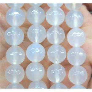 Agate beads, faceted round, white, approx 10mm dia [GA1071-10MM]