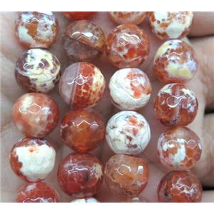 red fired Agate beads, faceted round, approx 12mm dia [GA1074-12MM]