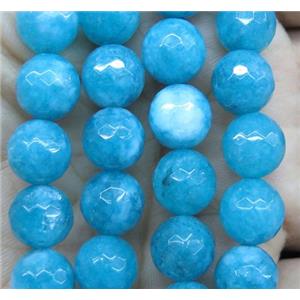 Agate beads, faceted round, aqua, approx 12mm dia [GA1075-12MM]
