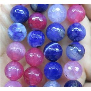 Agate beads, faceted round, mix color, approx 10mm dia [GA1084-10MM]