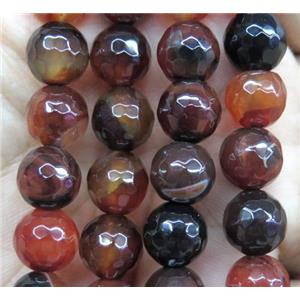 Agate beads, faceted round, red coffee, approx 10mm dia [GA1086-10MM]