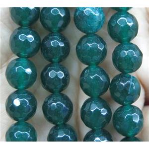 Agate beads, faceted round, deep-green, approx 10mm dia [GA1088-10MM]