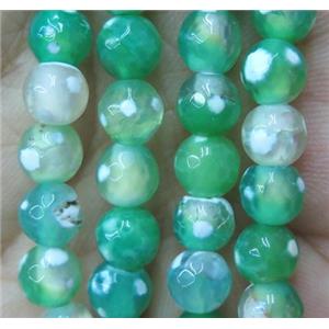 green fire Agate bead, faceted round, approx 6mm dia [GA1089]