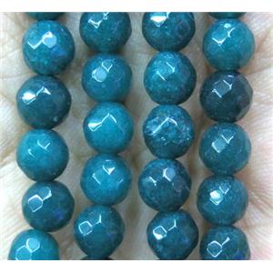 steel green Agate bead, faceted round, approx 6mm dia [GA1091]