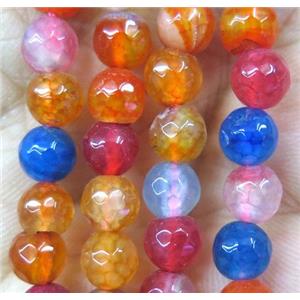 mix Agate bead, faceted round, approx 6mm dia [GA1095]