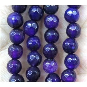 Agate bead, faceted round, deep purple, approx 6mm dia [GA1097]