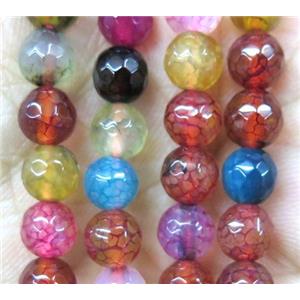 Agate bead, faceted round, mix color, approx 6mm dia [GA1099]