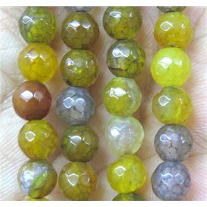 Agate bead, faceted round, olive, approx 6mm dia [GA1100]