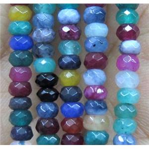 jade bead, faceted rondelle, mix color, approx 2x4mm [GA1104]