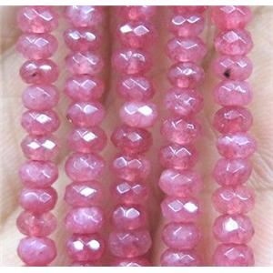 pink jade bead, faceted rondelle, approx 2x4mm [GA1107]