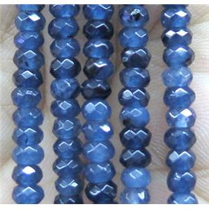 ink-blue jade bead, faceted rondelle, approx 2x4mm [GA1117]