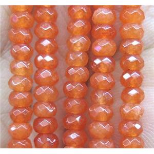 orange jade bead, faceted rondelle, approx 2x4mm [GA1119]