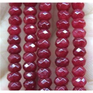 red jade bead, faceted rondelle, approx 2x4mm [GA1123]