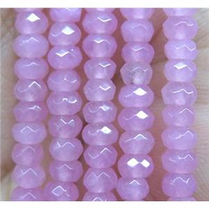 pink jade bead, faceted rondelle, approx 2x4mm [GA1125]