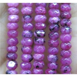 hotpink jade bead, faceted rondelle, approx 2x4mm [GA1127]