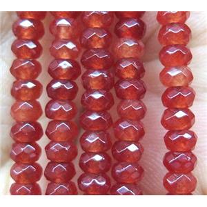 red jade bead, faceted rondelle, approx 2x4mm [GA1129]