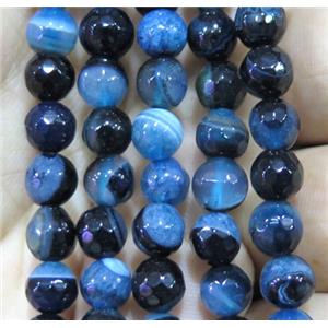 blue druzy agate beads, faceted round, approx 6mm dia [GA1162]