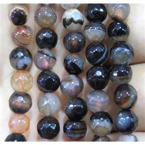 orange druzy agate beads, faceted round, approx 6mm dia [GA1163]
