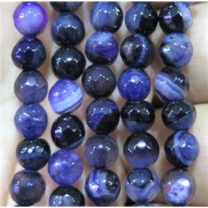 purple druzy agate beads, faceted round, approx 6mm dia [GA1164]