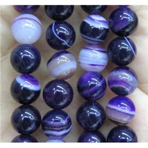 purple striped agate beads, round, approx 4mm dia [GA1167-4MM]