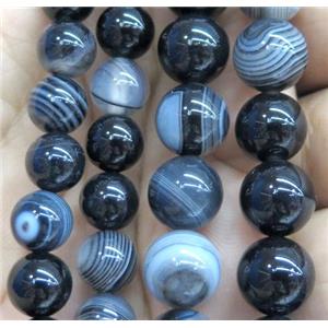 black stripe agate bead, round, approx 4mm dia [GA1168-4MM]