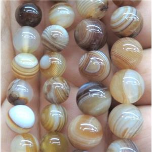 coffee striped agate bead, round, approx 6mm dia [GA1169-6MM]