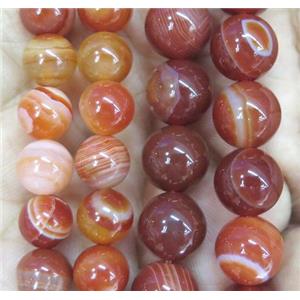 orange striped agate bead, round, approx 4mm dia [GA1170-4MM]