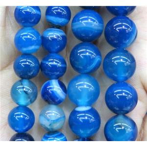 royal blue striped agate bead, round, approx 4mm dia [GA1175-4MM]