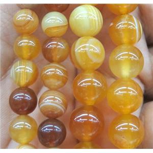 golden striped agate beads, round, approx 4mm dia [GA1184-4MM]