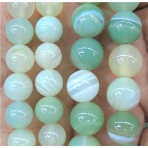 round striped agate beads, lt.green, approx 4mm dia [GA1186-4MM]