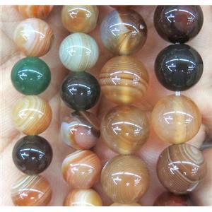 yellow coffee striped agate bead, round, approx 14mm dia [GA1187-14MM]