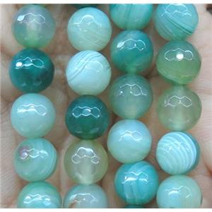 green striped agate bead, faceted round, approx 4mm dia [GA1196-4MM]