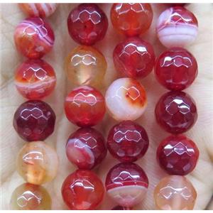 red striped agate bead, faceted round, approx 4mm dia [GA1197-4MM]