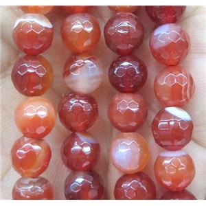 ruby striped agate bead, faceted round, approx 14mm dia [GA1201-14MM]