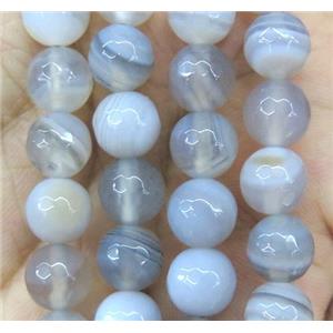gray striped agate beads, faceted round, approx 14mm dia [GA1204-14MM]