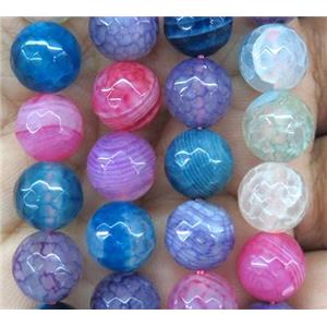 striped agate bead, faceted round, mix color, approx 12mm dia [GA1208-12MM]