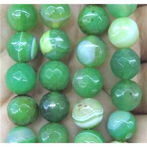 green striped agate bead, faceted round, approx 4mm dia [GA1210-4MM]