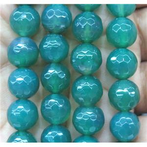 peacock green agate bead, faceted round, approx 4mm dia [GA1217-4MM]
