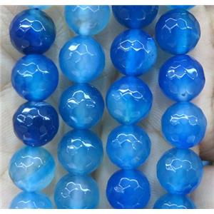 royal blue agate bead, faceted round, approx 4mm dia [GA1220-4MM]
