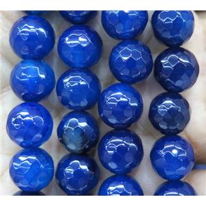 deep blue agate bead, faceted round, approx 4mm dia [GA1221-4MM]