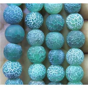 green frosted Crackle Agate Stone beads, round, approx 12mm dia [GA1226-12MM]