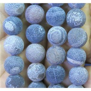 black frosted Crackle Agate Beads, round, approx 12mm dia [GA1228-12MM]
