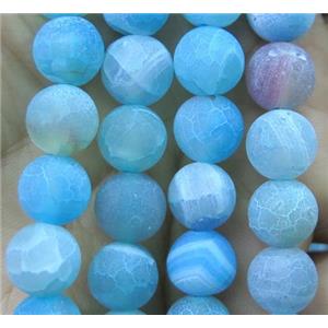blue frosted Crackle Agate beads, round, approx 8mm dia [GA1231-8MM]