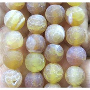 golden frosted Crackle Agate Bead, round, approx 12mm dia [GA1234-12MM]
