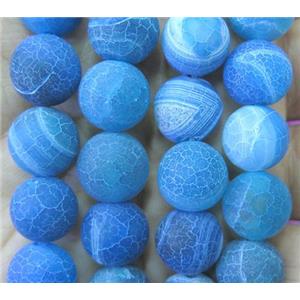 royal blue frosted Crackle Agate Stone beads, round, approx 6mm dia [GA1237-6MM]