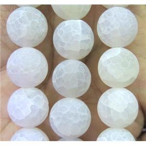 white frosted Crackle Agate Beads, round, approx 12mm dia [GA1238-12MM]