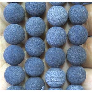 black frosted Crackle Agate Stone beads, round, approx 12mm dia [GA1239-12MM]